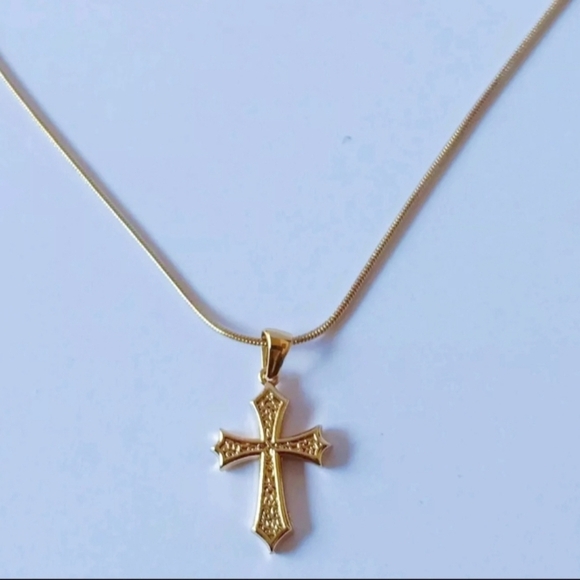 Vintage Style Gothic Gold Cross Necklace Stainless Steel 23 Inches - Picture 2 of 4